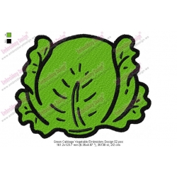 Green Cabbage Vegetable Embroidery Design 02